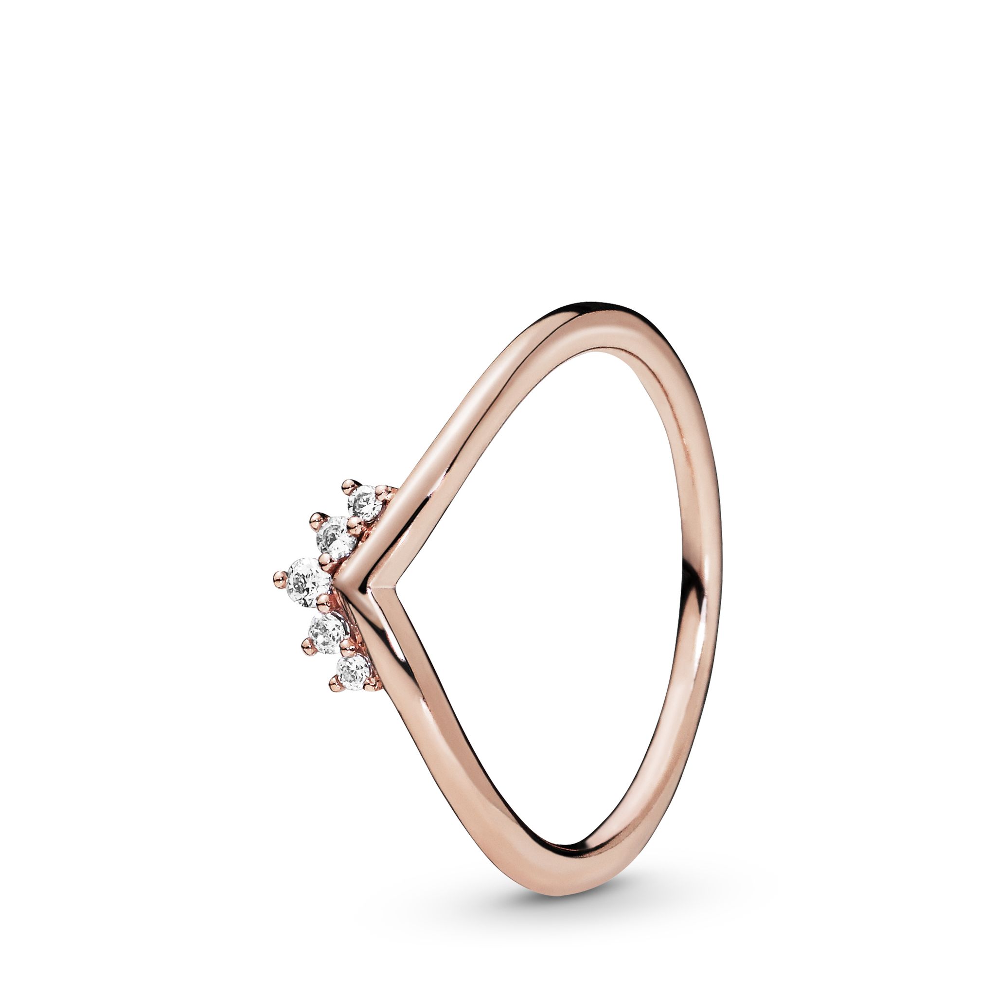 Roséförgylld wishbone-ring med tiara 16.5