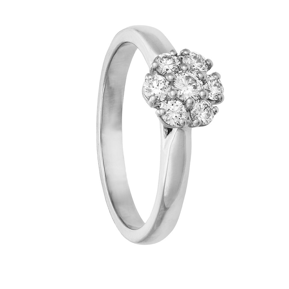 Diamantring i 18K guld - Blomma, 15.0